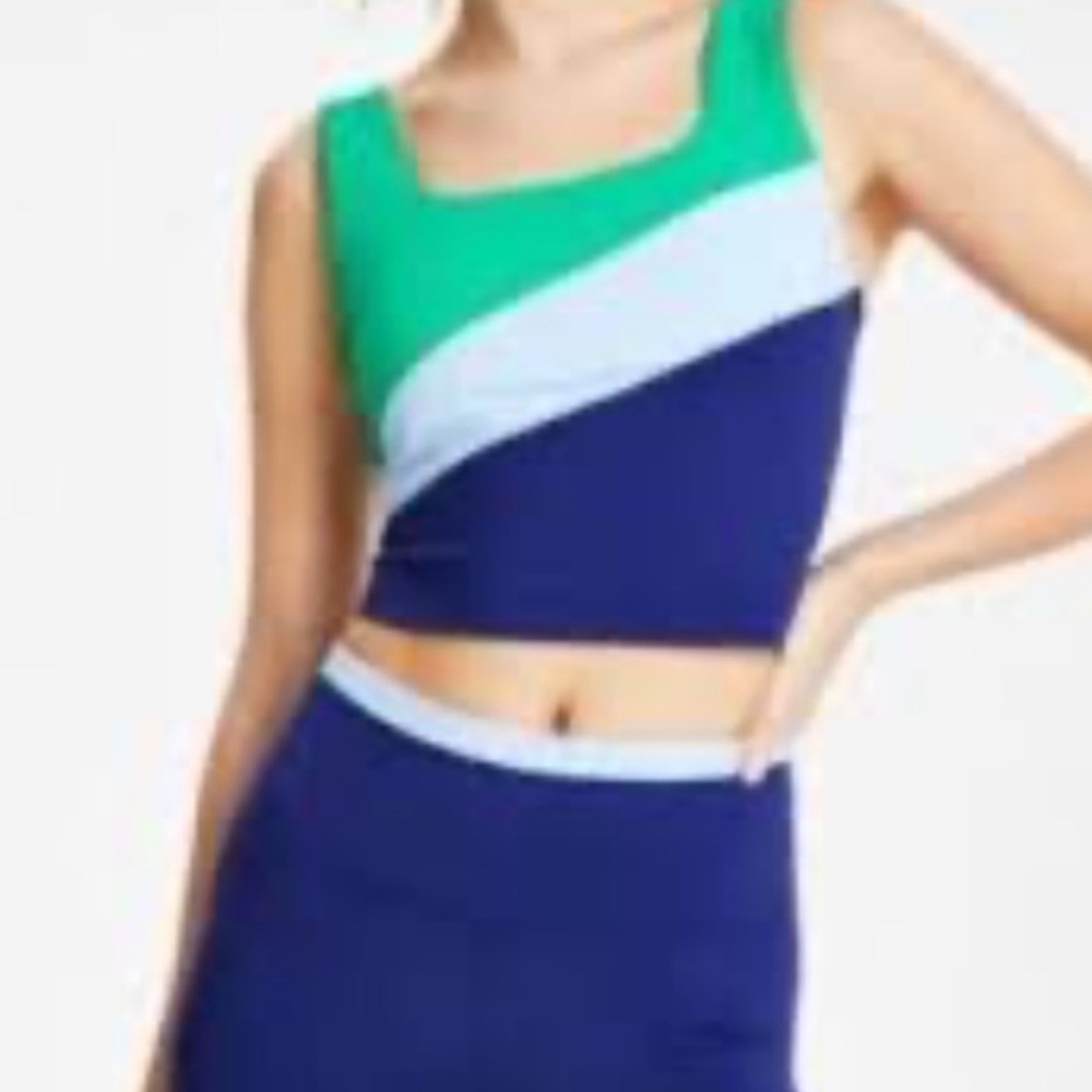 NWT Ideology Blue and Green Woman’s Color Block Tank Top / Bra | Size Large